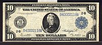 Fr.911a, 1914 $10 New York Federal Reserve Note, VF